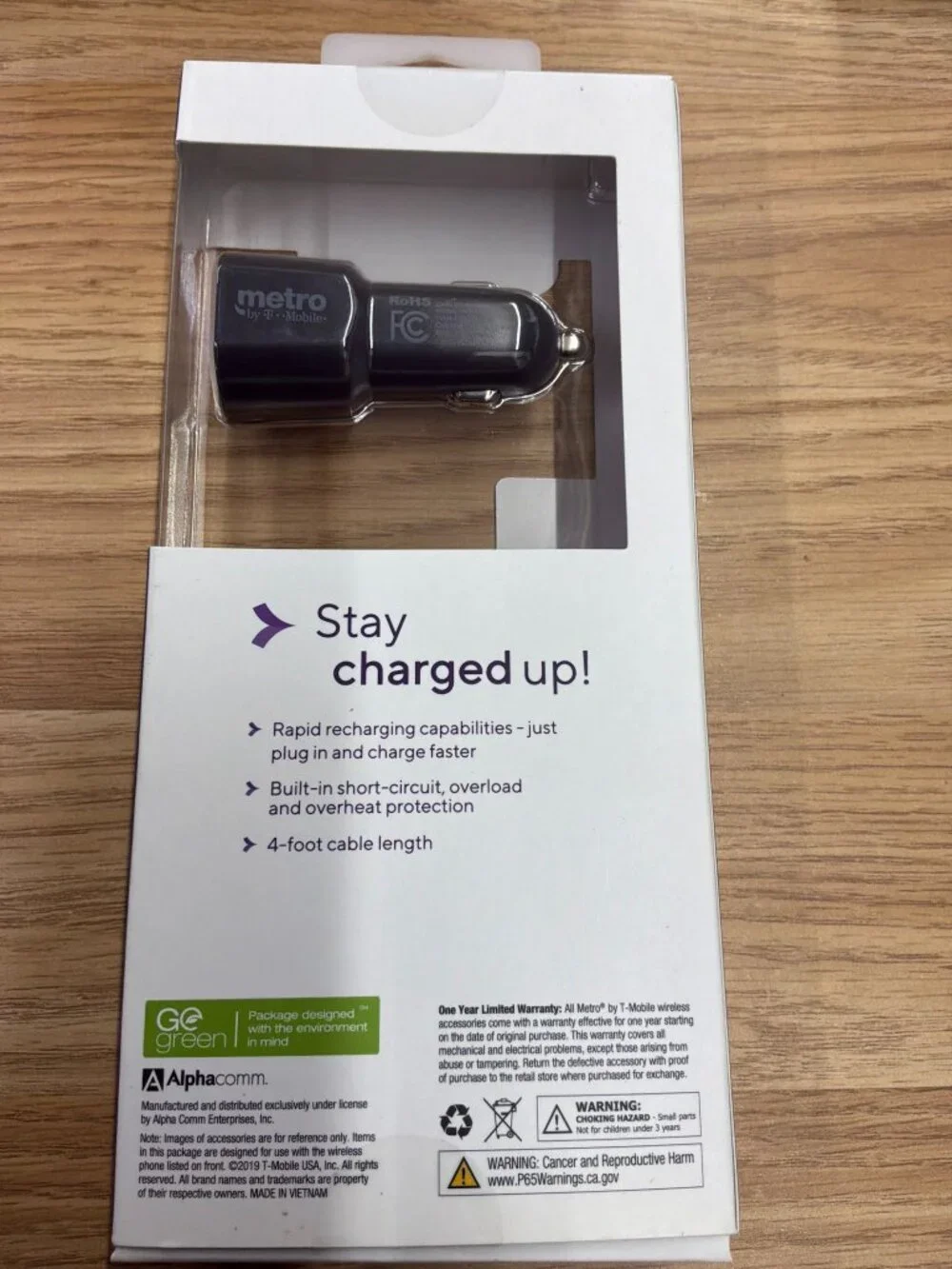 Metro by T-Mobile Dual Port Car Charger 15W w/ USB-C Cable New
